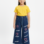 Girls-Printed Baggy Jeans