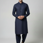 Midnight Navy Premium Wash-and-Wear Shalwar Kameez