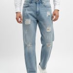 Men Distressed Baggy Jeans / Rough Baggy Jeans