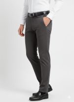 Men’s Modern-Fit Textured Cotton Chinos – Heather Grey - Image 3