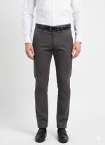 Men’s Modern-Fit Textured Cotton Chinos – Heather Grey