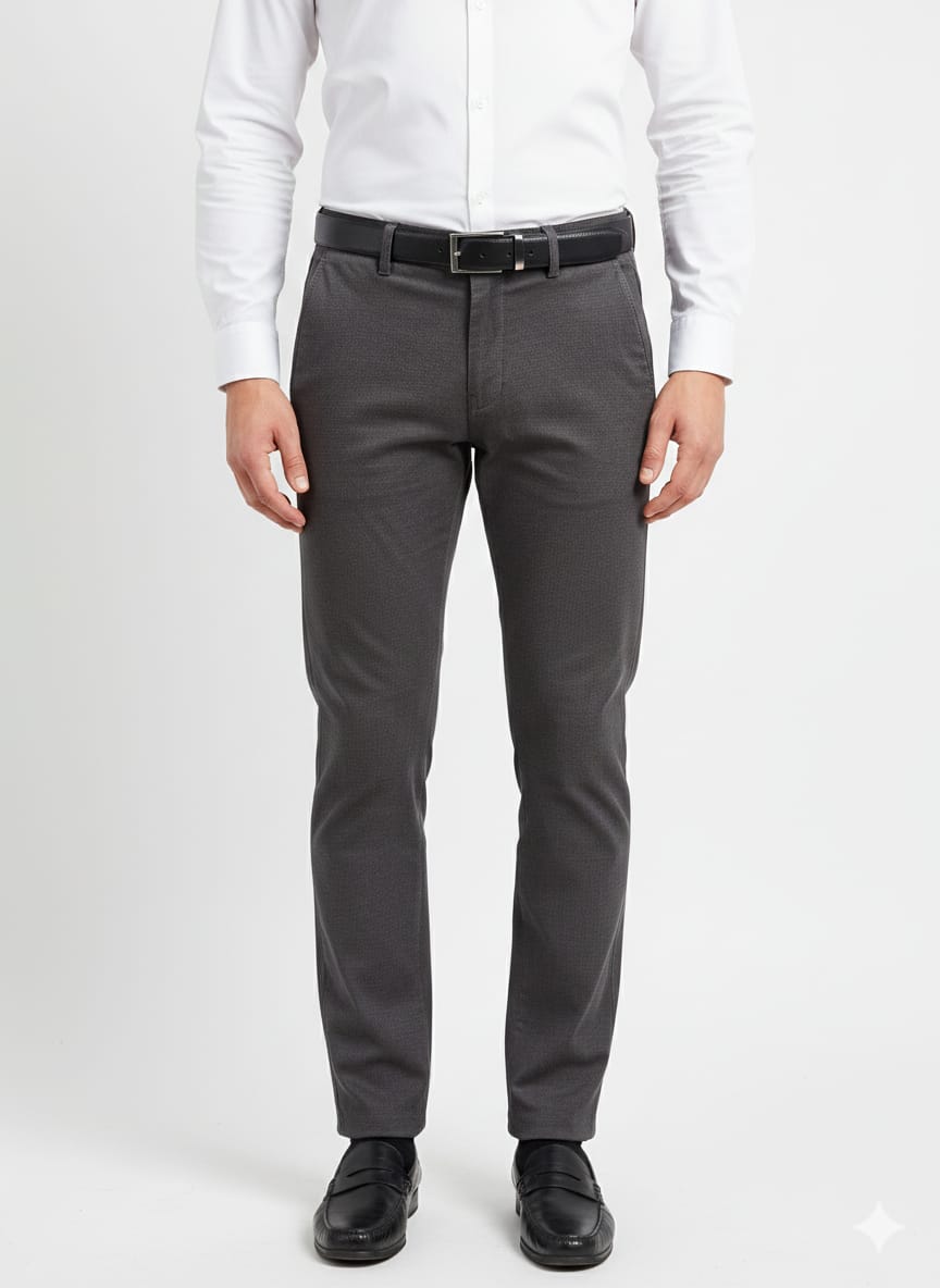 WhatsApp Image 2026-02-03 at 9.29.42 PM Men’s Modern-Fit Textured Cotton Chinos – Heather Grey - Image 1