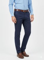 Men Premium Slim-Fit Cotton Chinos – Navy Blue - Image 3
