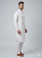 Men’s Premium White Shalwar Kameez Set - Classic Cotton Mix - Image 3