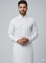 Men’s Premium White Shalwar Kameez Set - Classic Cotton Mix - Image 2