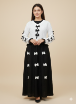 "Bella" Ribboned Monochrome Maxi - Black & White