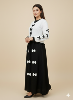 "Bella" Ribboned Monochrome Maxi - Black & White - Image 2