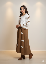 The "Belle" Ribbon Knit Maxi in Mocha - Image 2
