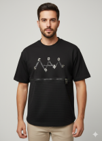 Men's Black Techwear Graphic T-Shirt – Urban Streetwear Zip-Front Ribbed Tee - Image 4