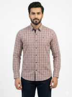 Men’s Slim Fit Plaid Button-Down Shirt – Earth Tone Multi-Check