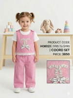 Toddler Girls 3-Piece Pink Jeans Pant Set with Embellished Vest & White Tee - Image 2