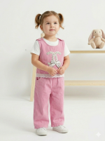 Toddler Girls 3-Piece Pink Jeans Pant Set with Embellished Vest & White Tee
