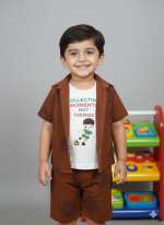 Toddler Boys' 3-Piece Earth Tone Summer Set - Russet Brown & White - Image 3