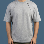 Men’s Grey Techwear Snap-Panel Oversized T-Shirt – Adaptive Streetwear Tee