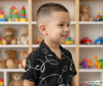 Boys’s Abstract Embroidered Cuban Collar Shirt – Minimalist Short Sleeve Resort Wear - Image 4