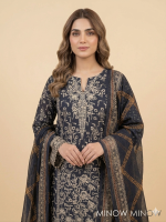 Premium BLACK Embroidered Shalwar Kameez Suit with Embroidered Dupata - Image 2