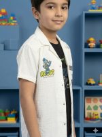 Boys 3-Piece Summer Explorer Set – White Robot Embroidered Shirt, Black Graphic Tank & Charcoal Cargo Shorts - Image 2