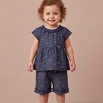 Toddler Girls' 2-Piece Navy Bow Print Outfit Set - Peplum Top & Ruffled Shorts