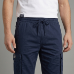 Ultra-Comfort Men's Navy Blue Drawstring Cargo Shorts - Casual Elastic Waist Utility Shorts