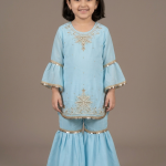Girls' Hand-Embroidered Gharara Set – Premium Georgette Party Wear