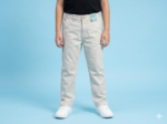 Boys' Slim Fit Cotton Chino Pants – Lightweight Twill Trousers for Kids (Off-White/Ash White)