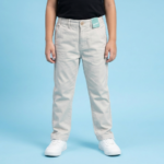 Boys' Slim Fit Cotton Chino Pants – Lightweight Twill Trousers for Kids (Off-White/Ash White)