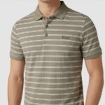 BOSS Men’s Striped Slim-Fit Polo Shirt in Taupe & White – Premium Casual Collection at American Jeans Store