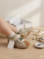 Tiny Steps Earth Tone Baby Sneakers – Soft Sole Infant Walking Shoes with Velcro Strap & Elastic Laces (Beige, Olive Green & Brown) - Image 2