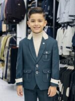 Boys Premium Casual Coat – Teal Blue
