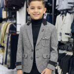 Boys Premium Grey Check Casual Coat